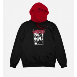 WASTED - Sweat à Capuche - HOODIE TELLY WIRE - Black/Fire Red